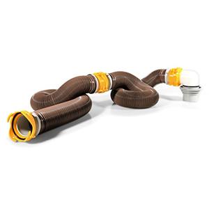 Camco 39625 Revolution 20' Sewer Hose Kit with 360 Degree Swivel Fittings and 4-in1 Elbow Adapter, Ready to Use Kit with Hose and Adapter