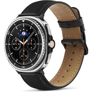 Leather Band Compatible with Samsung Galaxy Watch 8 40mm 44mm/ 8 Classic 46mm, 2025 Top Grain Genuine Leather Replacement Strap for Men Women (Not for Galaxy Watch Ultra)