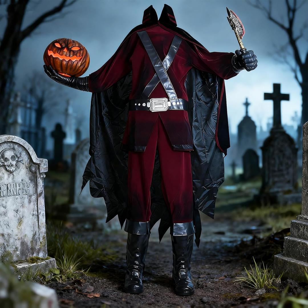 HOYECHI Animatronic Halloween Decorations Headless Warrior 6.2ft – Motion & Sound Activated Scary Decorations, Left Axe Right Pumpkin, Touch & Sound Triggered Outdoor Halloween Decor