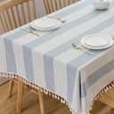 TruDelve Light Blue and White Striped Cotton Tablecloth Square Outdoor Table Cloth Washable Cloth Tablecloth for Card Table Cover (55"x55", Blue)