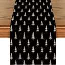 Artoid Mode Black Xmas Tree Christmas Table Runner, Seasonal Winter Kitchen Dining Table Decoration for Home Party Decor 13x72 Inch