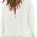 Panadila Womens Long Sleeve Short Romper Dresses Crewneck Oversized One Piece Jumpsuit Open Back Layered Casual Outfit (White, M)