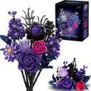 Ideas Halloween Purple Flowers Gothic Rose, Compatible with Lego Flowers Gift for Adults Women Girls Home Botanical Decoration for Birthday, Mother's Day, Christmas 8-16+ (822PSC)