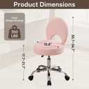 Home Office Chair Foldable Vanity Chair Vanity Stool with Storage 15.8" Spacious Seat 360 Swivel Height Adjustable Light Pink