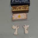 4 Pcs Christmas Angel Table Decor Christmas Wooden Decorative Signage Nativity Scene Tiered Tray Decor Xmas Centerpieces Farmhouse Wooden Block Set Xmas Table Sign for Home