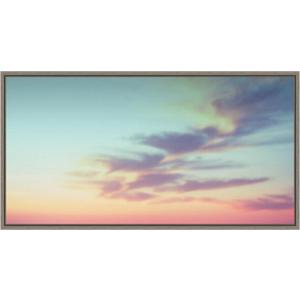 Amanti Art Framed Canvas Wall Art Print Ethereal Sunset on the Beach Sky Landscape by Stephanie Klatt (27 in. W x 14 in. H), Sylvie Greywash Frame - Medium