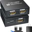 HDMI Splitter 1 in 2 Out 4K@60Hz w/ 4ft HDMI Cable, HDMI Audio Splitter for Soundbar, Support Dobly Vision/Atmos 7.1ch,Down Scaler 4K 1080P Sync, 2K@144Hz,Work for Firestick, PS4/5, Roku (Black)