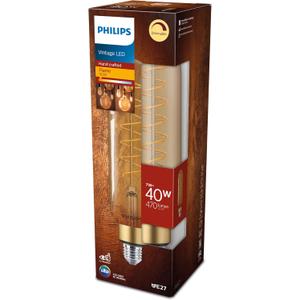Philips LED Classic E27 Vintage Lamp, 40 W, Vintage Decorative Lamp, XL Rod Lamp, Dimmable, Gold, Clear, Flame