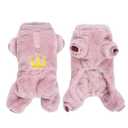 Pistha Plush Dog Pajamas Cute Warm Puppy Crown Pajamas Warm Kitten Winter Jumpsuit Clothes for Small Dogs Cats Girl(L)