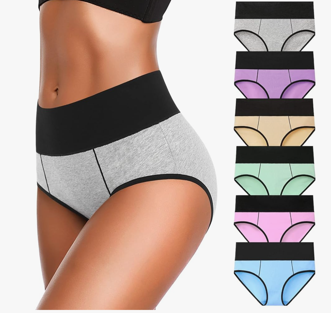 Eiggam Underwear for Women Cotton High Waist Panties Full Coverage Briefs Soft Strech Ladies Breathable Panties, Pack of 6 ,XL