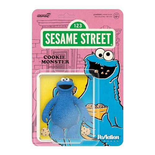 Super7 Reaction Sesame Street Cookie Monster - 3.75" Sesame Street Action Figure with Accessories Collectibles and Retro Toys