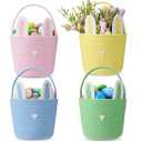 Suzile 4 Pcs Easter Basket with Bunny Ears for Kids Cotton Woven Easter Egg Hunting Rabbit Shape Basket for Children Kids Babies Party Gifts, 9.8 x 7.8 x 7.8