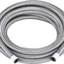 Universal 6AN CPE Fuel Line Hose 3/8", 10FT AN6 Stainless Steel Braided Fuel Line Oil/Gas/Fuel Hose, Not for PTFE/E85 - Sliver (Silver)