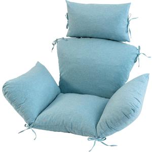 Egg Chair Cushion with 8 Securing Straps, Water-Repellent & Fade-Resistant Faux Linen, Removable Cover, Replacement Cushion for Most Single Outdoor Hanging Swing Egg Chairs Teal