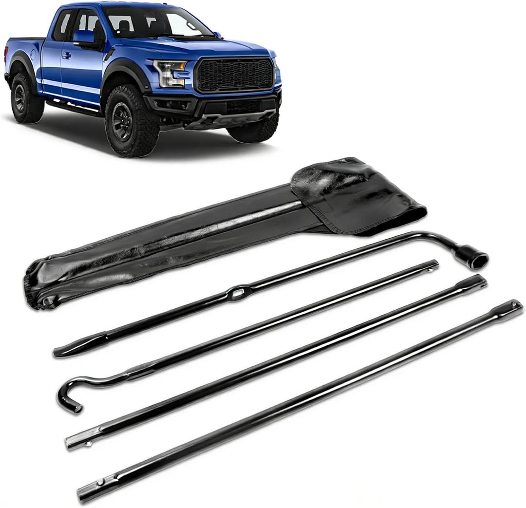 Spare Tire Tool Kit with Spare Tire Jack Handle and Wheel Lug Wrench Compatible with 2004-2018 F150 Spare Tire Removal Tool Kit