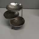 MyGift 3 Tier Jewelry Dish Organizer, 4 Inch Hammered Silver Metal Dishes and Stand, Decorative Ring Tray Jewelry Holder Display Tower for Earrings Necklace Bracelet - Handcrafted in India