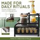 Coffee Syrup Rack Organizer 3-Tier Coffee Bar Stand for Countertop, Rustic Wood & Metal Bottle Display Shelf with Coffee Pod Drawer, Wine Rack, Liquor Display Shelf for Home Coffee Station