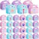 Dunzoom 24 Pcs Mermaid Party Favors Treat Boxes Shell Pearl Mermaid Goodie Bags Candy Gift Bags Ocean Gable Box with Handles for Girls Under The Sea Birthday Party Supplies (Colorful)