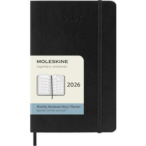 Moleskine Classic 12 Month 2026 Monthly Planner, Soft Cover, Pocket (3.5" x 5.5"), Black, 128 pages