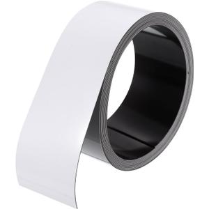 MECCANIXITY Magnetic Strip with Strong 2 Inch x 9.84 Feet Magnetic Strip Tape,Magnetic Tape Labels for Whiteboards Refrigerator and Crafts White