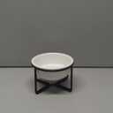 Ceramic Elevated Dog Food Bowl - Raised Dog Dish with Metal Stand - Pet Feeding Bowl for Puppies and Cats - 1 Cup - 13.5 fl oz - Matte White