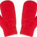 Women's Winter Mittens for Adult Ladies Soft Knitted Gloves Thick Crochet Mittens Cold Weather Accessory(S/M) (Red, M)