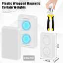 Phoncoo 18pcs Outdoor Curtain Weights, Plastic Wrapped Magnetic Drapery Weights, Waterproof Heavy Duty Curtain Magnets Flag Weights for Heavy Wind, Shower Outside Curtain, Tablecloth (White)