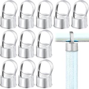 Therwen 12 Pack Chain Link Fence Ring Cap for 1-5/8" OD Post, 1 7/8" Aluminum Eye Top Rail Cap with 1-3/8" Loop, Outdoor Rail Fencing Repair Hardware