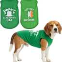 2-Pack st Patricks Day Dog Shirt Irish Holiday Green Dog Shirts with Shamrock Patterns Pet Saint Patricks Clover Clothes Outfit Sleeveless T-Shirt for Small Medium Large Dogs L