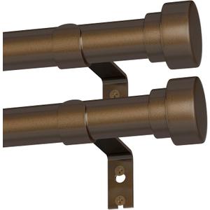 2 Pack Bronze Curtain Rods for Windows 32 to 120 Inch, Heavy Duty Curtain Rod Adjustable Length, 1 Inch Diameter Modern Decorative Curtains Rods(Bronze,32-120"-2 Pack)