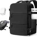 Vacuum Travel Backpack with Pump Women,Personal Item Carry on Backpacks Flight Approved 18x14x8 inches Men,Laptop Waterproof Work Compression bags Casual Daypack Mochila de Viaje Compresion al Black