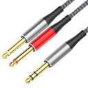 Tisino 1/4 inch TRS Stereo Splitter Y Cable-3.3 Feet, 1/4 inch Stereo to Dual 6.35mm TS Mono Insert Y-Splitter TRS 1/4" Breakout Patch Cable for Amplifiers, Mixers