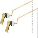 Hibbent 2 Pack Universal Toilet Tank Flush Lever Replacement, Toilet Handle Replacement Trip Levers with Stainless Steel Flapper Chains for Most Side Mount Toilets,Toilet Repair Handle,Brushed Gold