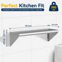 Stainless Steel Shelf 14" x 48", NSF Wall Mounted Commercial Metal Shelving with Backsplash for Restaurant, Utility Room, Kitchen and Garage