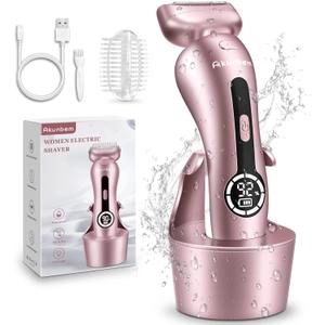 Electric Razor for Women for Legs Bikini Trimmer Electric Shaver for Women Underarm Public Hairs Rechargeable Womens Shaver Wet Dry Use Painless Cordless with Detachable Head (Pinkish)