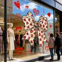 2 Sheets Valentine's Day Window Clings Romantic Red Heart & Bow Designs Happy Valentine's Day Decor Electrostatic Windows Stickers Decals for Home Holiday Party or Office Decorations