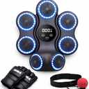 Music Boxing Machine for Adults & Kids | Wall Mounted Boxing Trainer with Bluetooth Speaker | LED Punch Target, Adjustable Speed Modes, Home Workout Equipment with MMA Gloves & Reaction Ball