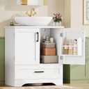 TEENFON 24" Pedestal Sink Storage Cabinet with 2 Doors & 1 Drawer, 13.2"Dx23.6"Wx25.6"H