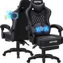 HOFFREE Gaming Chair Computer Chair with Speakers Massage Game Chairs with Footrest Bluetooth High Back Ergonomic Computer Gaming Chairs for Adults Reclining Video Gamer Chair Black