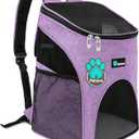 PetAmi Small Dogs and Cat Backpack Carrier, Airline Approved Pet Backpack Carrier, Ventilated, Safety Strap, Buckle Support Designed for Hiking Travel Camping Outdoor, Max 18 lbs (Heather Purple)