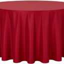 sancua Round Tablecloth - 108 Inch - Water Resistant Spill Proof Washable Polyester Table Cloth Decorative Fabric Table Cover for Dining Tables, Buffet Parties and Camping, Red