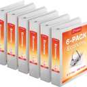 Cardinal 2 Inch Binders, 6 Pack, 3 Ring Binder, 2 inch 3 Ring Binder, D-Ring, Holds 540 Sheets, Non-Stick, PVC Free, Three Ring Binders for Organization and Presentations, White