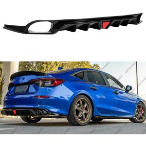 Rear Diffuser with LED Red Brake Lights Compatible with 2022-2026 Honda Civic, MC Style FE180 JDM Rear Bumper Kit Fit for EX LX Si Sport 4 Door Sedan with Pilot Lamp (Glossy Black)
