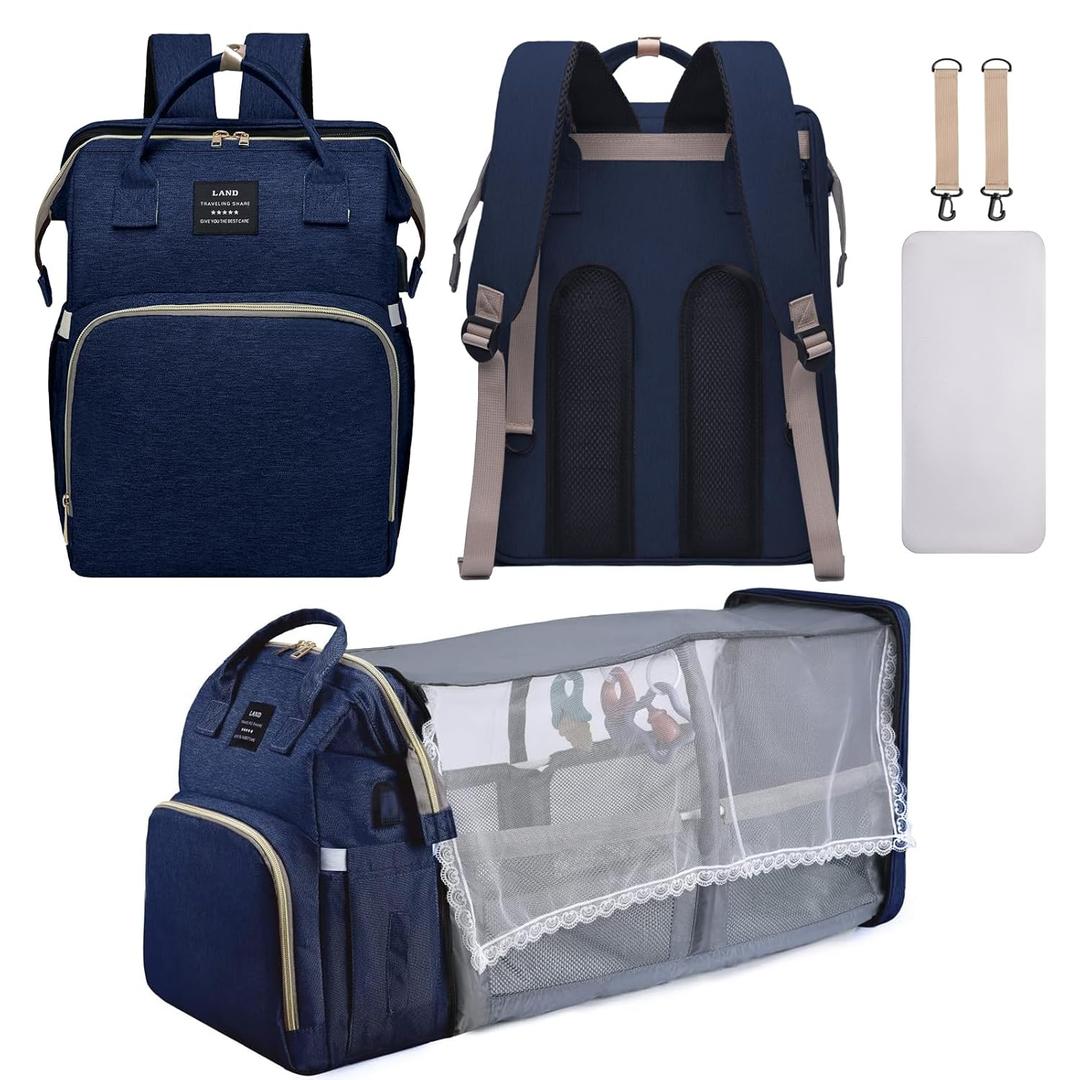 Diaper Bag Backpack, Multifunctional Baby Diaper Bag, Diaper Changing Station for Boys Girls, Large Capacity Travel Baby Bag for Mom Dad (Blue)