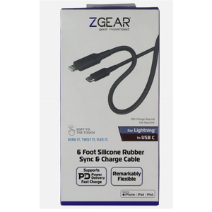 ZGEAR 6FT Silicone USB-C to 8-pin Cable - Gray