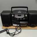 Supersonic Black Edition Vintage Bluetooth Stereo System Home Music Audio System,CD/MP3 Player,AM/FM Radio,Dual Cassette Player/Rec USB inputs,Detachable Speakers,AC/DC,(Remote Included)Matte Black