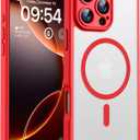 TOCOL for iPhone 16 Pro Max Phone Case Compatible with Magsafe Full Camera Protection Drop Protection Magnetic Translucent Matte Back Bumper Phone Case for 16 Pro Max 6.9-Inch (Red)