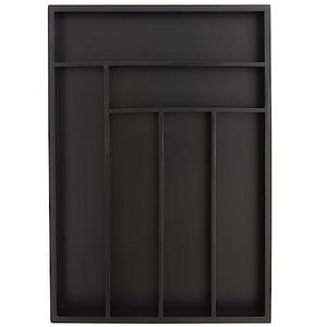 Juvale Bamboo Silverware Organizer for Drawer, Kitchen, 6 Slot Utensil Tray (Black, 17 x 11.75 x 1.75 In)