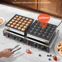 VEVOR 50PCS Mini Dutch Pancake Maker, Non-stick Stainless Steel Dorayaki Baker, 1800W Commercial Electric Poffertjes Grill Pan, Dual Temp & Time Control, for Kitchen Restaurant Breakfast Dessert