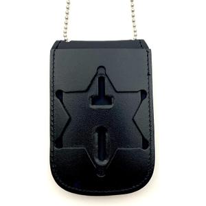Perfect Fit Shield Wallets County of Los Angeles Sheriff Star Neck Badge and ID Holder Leather Black (Cutout PF622)